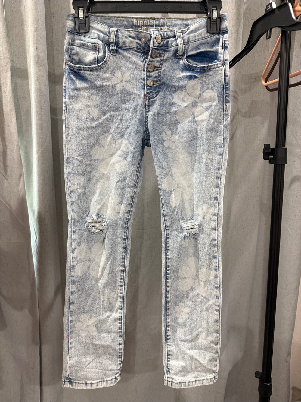 Hippie Rose Pale Blue Floral Skinny Jeans